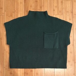 Green Ribbed Knit Sweater Top